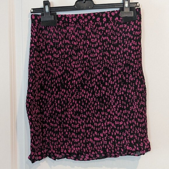 The Kooples Anthropology Mini Skirt Small Pink/Black Ditsy Floral Pull-on NWT - Picture 4 of 16